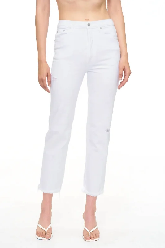 Charlie High Rise Straight Jeans In White