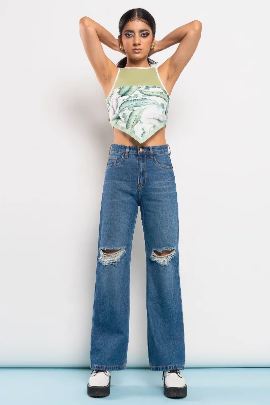 Ripped Wide Leg Jeans