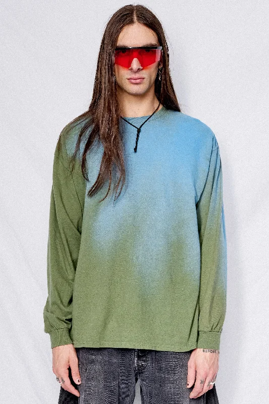 Green/Blue Airbrush Long Sleeve Tee