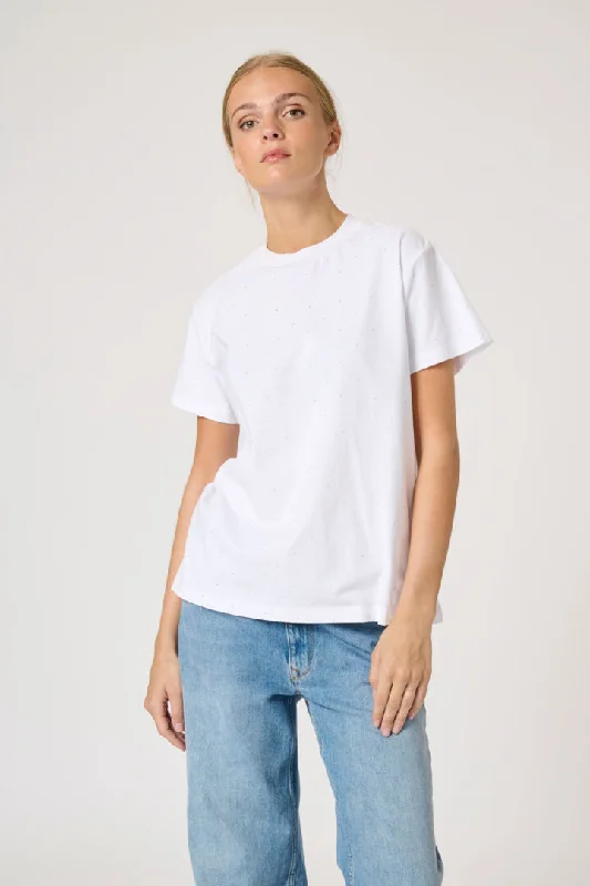 My Essential Wardrobe Hanne Rhinestone Tee in White