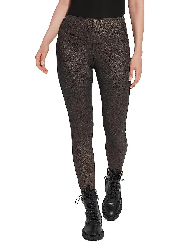 Womens Metallic Coated Leggings