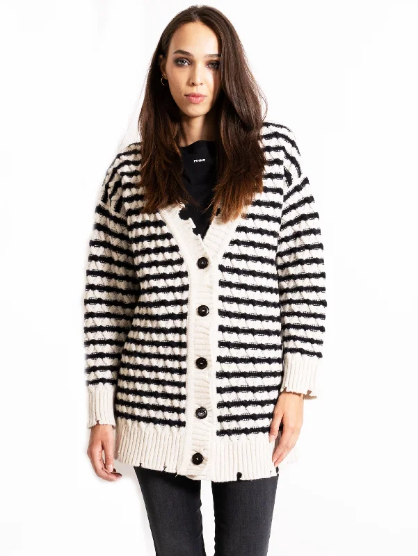 Cardigan a Righe Bianco/Nero