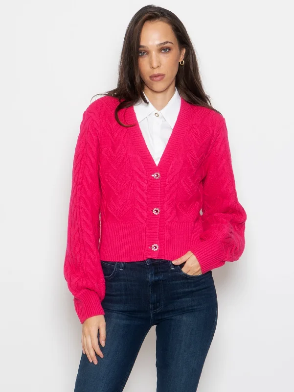 Cardigan con Bottoni Gioiello Fucsia