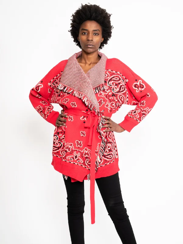 Maxi Cardigan Fantasia Bandana Rosso